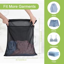 Wasnetten voor wasmachine, 50 x 60 cm, waszakken met ritssluiting, wasnet voor reizen, blouse, sokken, ondergoed, babykleding (zwart) — thumbnail 5
