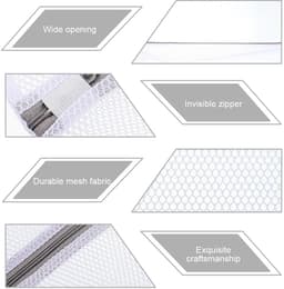 3 stuks waszakken met honingraatstructuur, wasnet met sterke ritssluiting, voor gevoelige kleding, ondergoed, sokken, beha's en schoenen (30 x 40 cm) — thumbnail 3