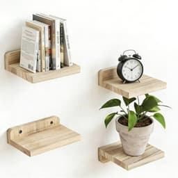 wandrek, 4 stuks, klein zwevend rek voor aan de muur, mini-rek voor badkamer en woonkamer, decoratieve wandplanken, badkamer voor cosmetica, specerijen — thumbnail 1
