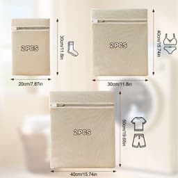 6 stuks premium waszakken van katoen met ritssluiting zonder microplastic, wasnet, waszak voor de wasmachine, reisorganizer, voor vuile was — thumbnail 4