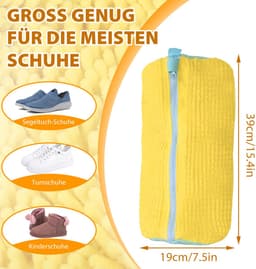 2 stuks schoenwaszakken, wasmachine, multifunctionele beschermende sneakers, waszak, herbruikbare waszak, schoenen voor alle soorten schoenen en maten (geel) — thumbnail 4