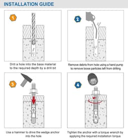 Wigankers Verzinkt - Betonankers Sluiting - Zware Bevestigingen - Hoge Trekwaarden - 1/2 inch x 3-3/4 inch - Zilverkleurig — thumbnail 4