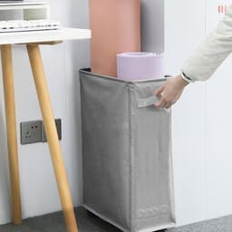 Wasmand met Handvatten - 4 Wielen - Stevige 600D Oxford Stof - Organiser Tas voor Diverse Items in Huis en Kantoor - Donkergrijs — thumbnail 5