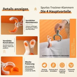 Set van 16 handdoekklemmen voor strand- en ligstoelen, stabiele badhanddoekclips, veelzijdige strandhanddoekklemmen voor kleding, dekens, beddengoed, camping en tuin (6 x groot, 10 x klein) — thumbnail 5