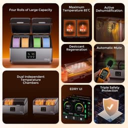 Filament Droger - 3D Printer Accessoire - 3D Printen Verbeteren - Dubbele Onafhankelijke Kamers - 4 Filamenten - Transparant — thumbnail 3