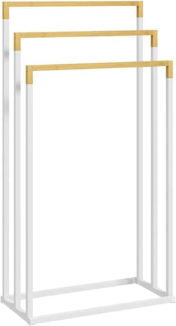 COVREO Handtuchhalter 45 x 22,5 x 86 cm - wit met metalen frame en 3 handdoekstangen — thumbnail 2