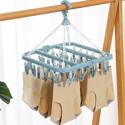 Thijox - Droogrek met 32 tangen, draaibaar wasrek, inklapbaar en winddicht voor binnen en buiten, ideaal voor tuin, balkon, camping en meer — thumbnail 5