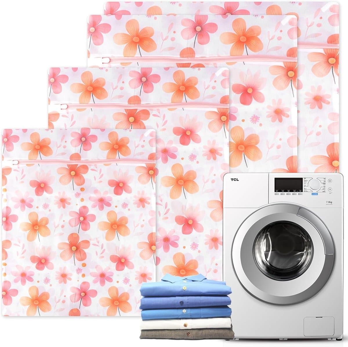 Set van 4 Waszakken in Diverse Maten met Rits voor Ondergoed, Kleding en Babykleding — afbeelding 1