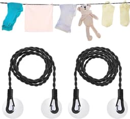 SnelShoppen - 2 Stuks Reis Kledinglijn, Uittrekbare Kledinglijn met Haken en Zuignap, Draagbare Elastische Lijn, Winddichte Hanger voor Buiten Camping — thumbnail 1