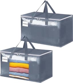 Grote waszakken met rits en labels - 105L stevige opbergzakken voor kleding, reizen en verhuizing (2 stuks) — thumbnail 2