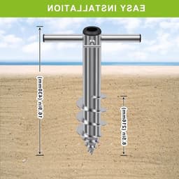 Parasol grondanker voor stevige bevestiging, 42 cm aardspijker, ideaal voor parasols en kledinglijnen, geschikt voor 3-5 cm polen — thumbnail 2