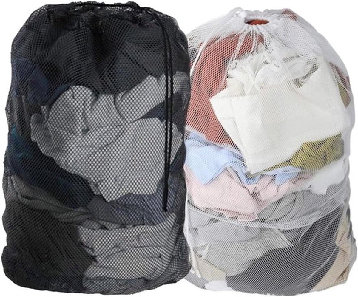 Set van 2 Wasnetten 60 x 90 cm, Grote Waszak met Trekkoord, Ideaal voor Kleding, Dekbedovertrekken en Speelgoedopslag tijdens Reizen of in de Studentenkamer — afbeelding 1