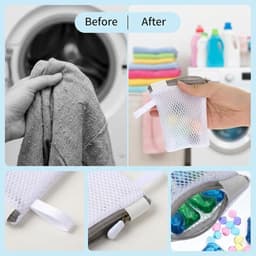 Mini-wasnetjes set van 6, kleine driehoekige netzakken voor delicate was, anti-hechting, opbergtas voor geurparels en wasmachine accessoires — thumbnail 2