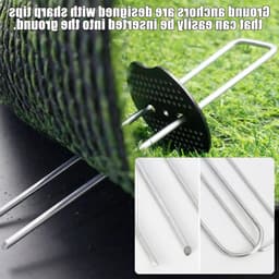 Stevige grondankers met herbruikbare U-vormige pennen, 50 stuks met 50 bufferdiscs, ideaal voor tuin en stabiliteit, roestbestendig en perfect voor onkruidbestrijding, 15 x 4 cm, diameter 2.5 mm — thumbnail 5
