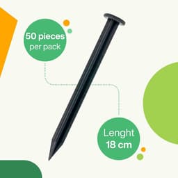 SnelShoppen - Ground Anchors voor Plastic Tuinrand, 50 Stuks, Gerecycled Plastic Grondankers, Stevige Extra Sterke Grondspijkers 18 cm, Zwart voor Tui — thumbnail 3