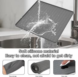 SnelShoppen - Koelkastmat 60 x 60 cm - Siliconen Druppelmat met Verhoogde Rand voor Vloerbescherming - Vriesmat en Lekbak voor Koelkast, Vaatwasser, W — thumbnail 2