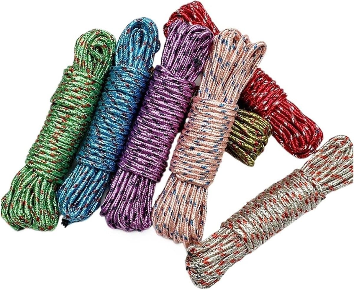 Waslijn - Kledinglijn Touw - Kleding Drogen - Winddicht Ontwerp - 10-19 Meter - Willekeurige Kleuren — afbeelding 1