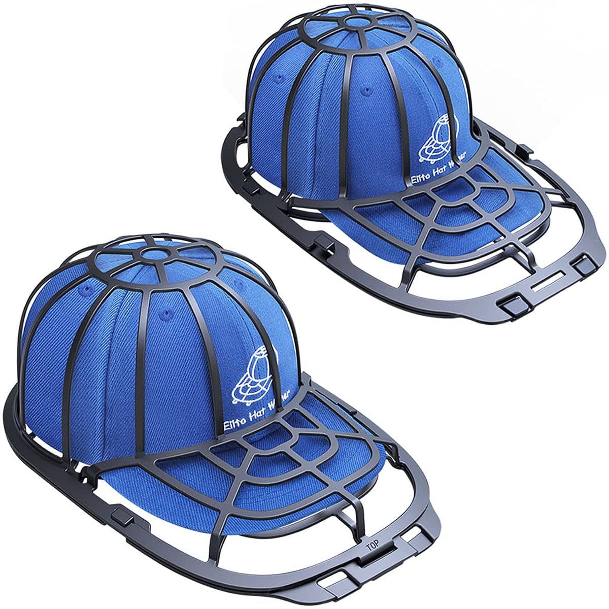 2-delige set voor het wassen van baseballpetten – Wasrek voor baseballpetten – Droogrek voor baseballpetten – Pettenhouder – Anti-vervormingsopbergoplossing – Geschikt voor alle baseballpetten – Zwart — afbeelding 1
