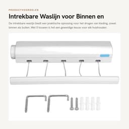 Wanddroogrek met intrekbare waslijn - Dailygoods — thumbnail 1