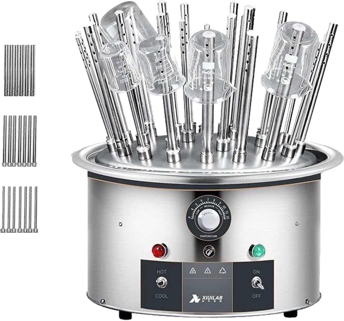 Glaswerk Droger - Laboratorium Droogrek - Snel Droogwerk - 20 Droogbuizen - 40-120°C Instelbaar - Zilver — afbeelding 1