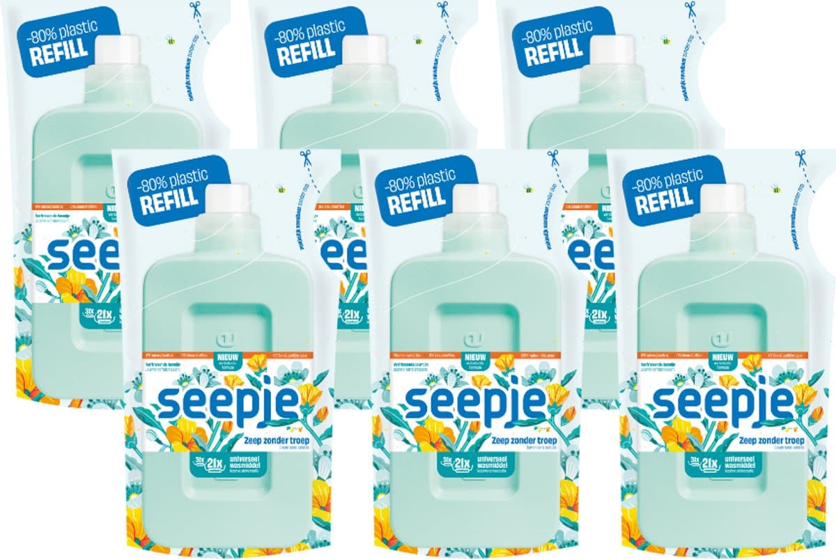 Seepje Wasmiddel Universeel Verfrissende Jasmijn Navulling - 6 x 945 ml - Voordeelverpakking — afbeelding 1