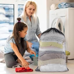 2-pack, netwaszakken, waszakken, reiswaszakken, waszakken, 23 x 34 inch dikke netwaszakken, grote waszakken met trekkoord voor studenten, studentenhuizen, reizen, huis- en appartementbewoners — thumbnail 5