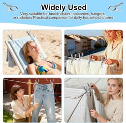 Set van 10 Handdoek Klemmen 13cm voor Strandstoelen, Rvs Handdoekclips, Grote Kledingknijpers en Badhanddoeken — thumbnail 5