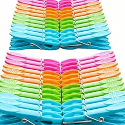 Set van 48 duurzame kunststof wasknijpers – extra sterk, windbestendig en zacht voor kleding en papier. — thumbnail 1
