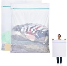 Dailygoods- Waszakken Groot - 2 Stuks - Wasnetten met Ritssluiting - 60x80 cm - Voor Fijne Was - Ondergoed/Sokken - Geschikt voor Beddengoed - Wasnet — thumbnail 1