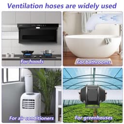 PromoHome Ontluchtingsslang 125 mm - 4,2 m Flexibele Aluminium/PVC Wasdroger Luchtkanaal met 2 Klemmen en 5 m Aluminiumtape - Ventilatieslang voor Airco, Afzuigkap en HVAC - Wit — thumbnail 3