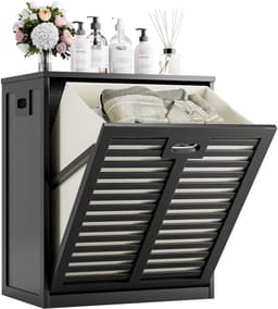 Solidchoice- Wasmandkast 63 Liter - Verwijderbare Waszak - Metalen Handgreep - Kantelbaar - Multifunctioneel Opbergproduct - Geschikt voor Keuken/Badkamer - Opbergkast — thumbnail 1
