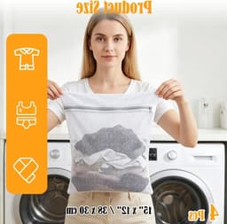 Fijne Waszakken voor Delicaat Textiel, 4 Stuks (38x30cm) voor Truien, Jurken en Jassen, Ideaal voor Bescherming en Wassen — thumbnail 5