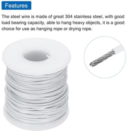 SnelShoppen - 30 meter roestvrijstalen kabel 304 1/16 inch (1,5 mm) vinyl gecoat met 6 aluminium sleeves voor ophangen, waslijn, decoratie, tuin en fe — thumbnail 5