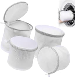 Cilindrische mesh waszakken 4-pack, stevige waszakken met ritssluiting voor beha's, ondergoed en delicate kleding, ideaal voor veilig wassen in de wasmachine — thumbnail 1