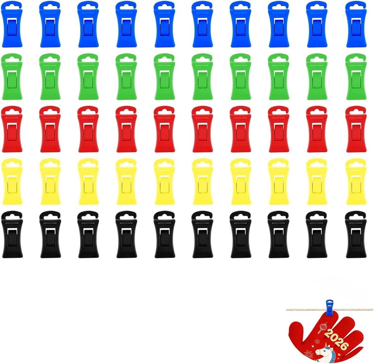 50 stuks sokkenklemmen wasmachine en droger, haken sokken wassen organizer mini wasknijpers sokkenhouder organiseren bewaren drogen voor strandhanddoek, badhanddoek tapijt kleding (veelkleurig — afbeelding 1