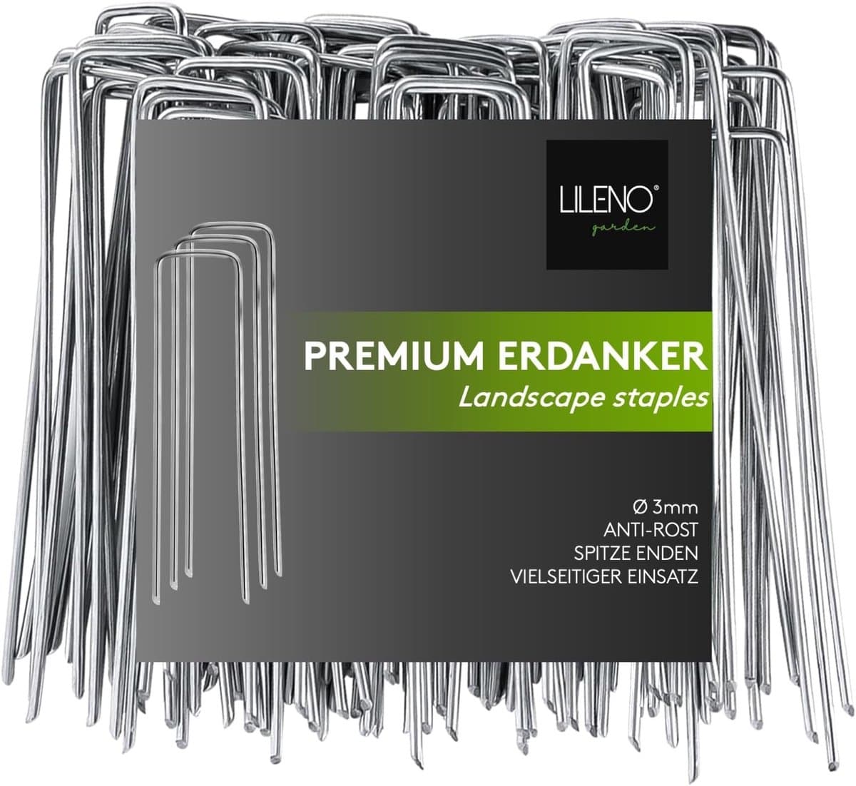 SnelShoppen - 100 x 14 x 3 cm onkruiddoek grondpinnen, perfect voor tenten, tuin, camping, duurzame en roestvrije grondankers — afbeelding 1