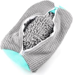 wasmachine 2 stuks waszak, schoenenzak wasmachine schoenenzak herbruikbare ritssluiting pluche schoenwaszak voor gymschoenen, tennisschoenen, grijs — thumbnail 2