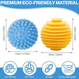 Thijox - 12 stuks wasballen voor wasmachine en droger, herbruikbare rubberen drogerballen, vermindert kreuken en klemmen, efficiënt en zuinig voor sne — thumbnail 4