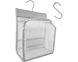 Hanging Bag voor Kledingknijpers, Squeegee en Doucheaccessoires - Ideaal voor Wasruimte, Badkamer en Balkon - Grijs, Handig en Ruimtebesparend