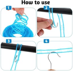 Dailygoods- Waslijn Winddicht 5 Meter - Draagbare Reiswaslijn - Antislip - Roestvrij Staal - Verstelbare Lengte - Eenvoudig te Installeren - Waslijnhouder — thumbnail 3