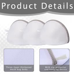 Dailygoods- Wasnet 3 Stuks - Beha-Wasnet voor Wasmachine - Waterdoorlatend Net - Polyester - Ademend - Bescherming Beha - Waszak — thumbnail 2