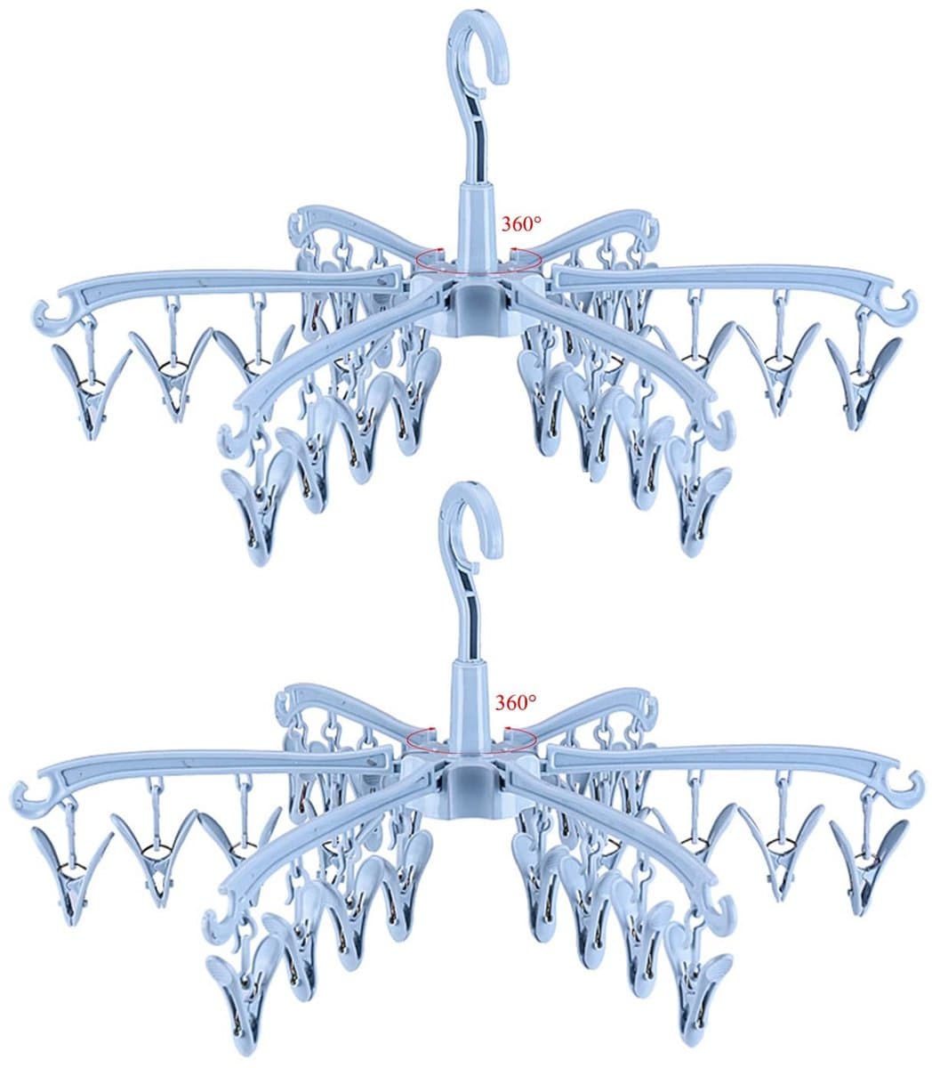 Dailygoods- Sokdroger Opvouwbaar - 24 Peg Sok Hanger - 360 Graden Draaibaar - Hoogwaardig PP-Plastic - Ruimtebesparend - Geschikt voor Lingerie en Ondergoed - Waslijn — afbeelding 1