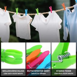 Dailygoods- Wasknijpers Set 48 Stuks - Windbestendige Wasknijpers - Knijperzak - Kleine Wasknijpers - Kledingknijpers - Geschikt voor Camping - Knijpers — thumbnail 4