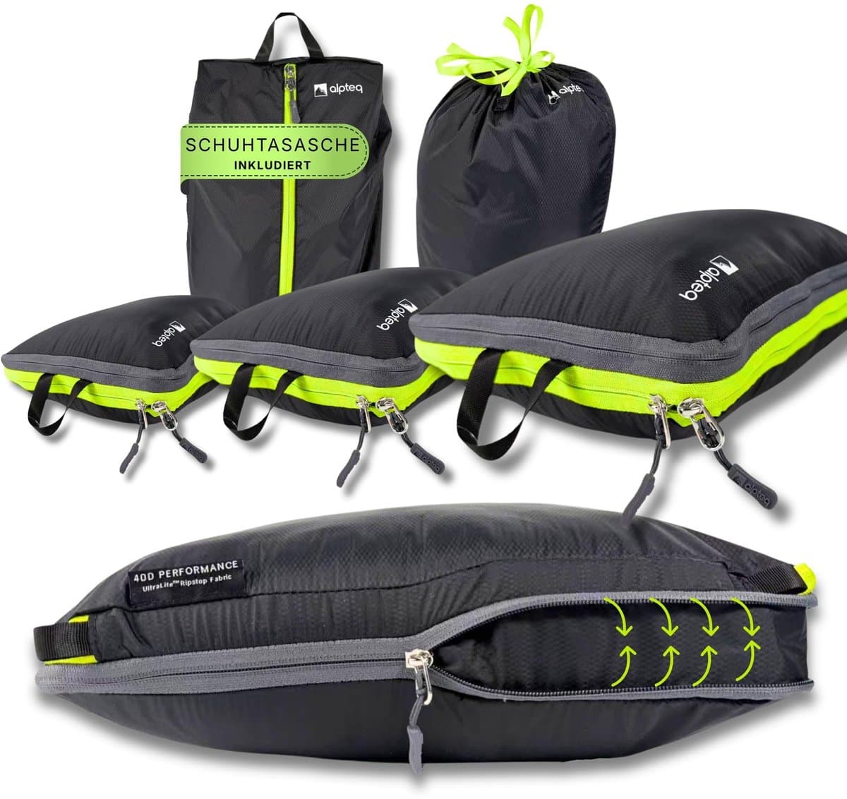 Dailygoods- Compressiekubussen 5-delig - Schoenentas - Waszak - Waterafstotend - Duurzaam - Ruimtebesparend - Opbergkubussen — afbeelding 1