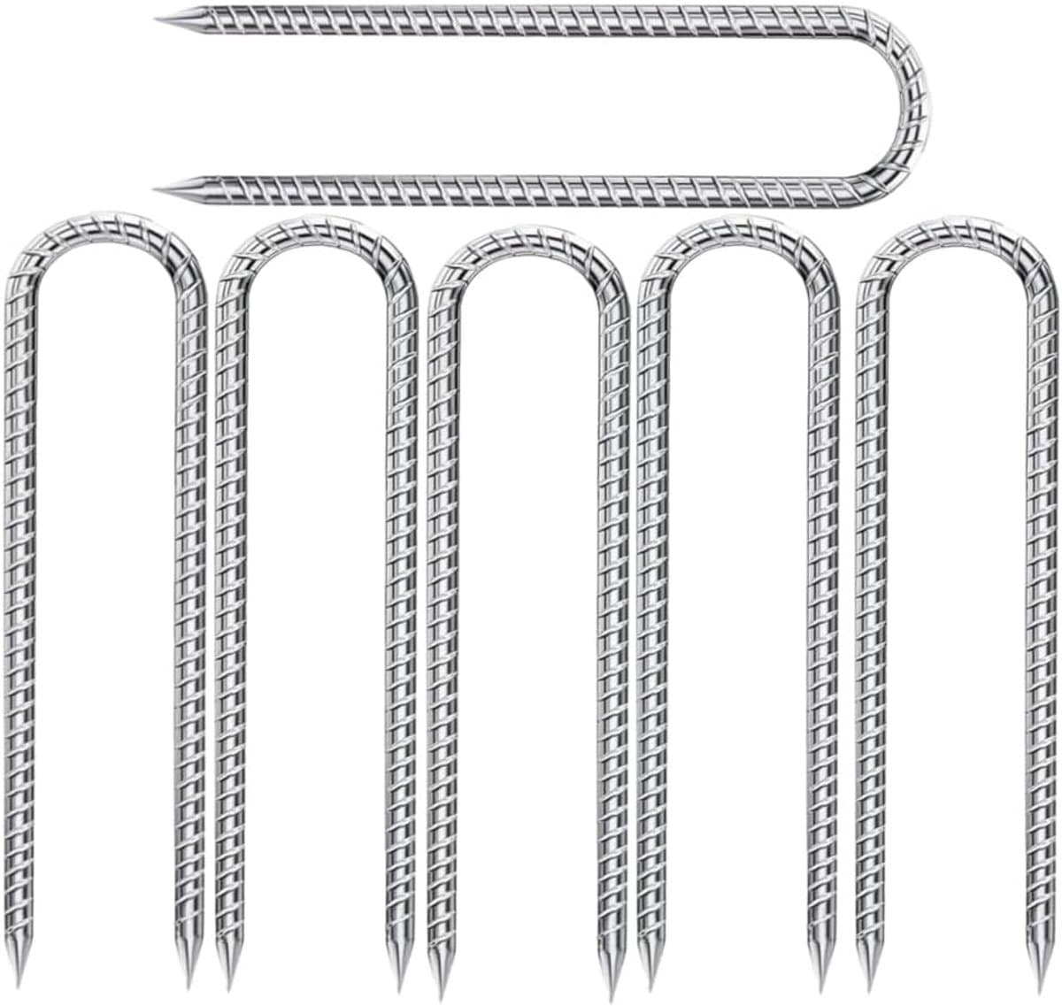 SnelShoppen - Ground Anchor Trampoline - 6 Stuks U-vormige Grondpennen 30 cm - Tuin, Camping, Onkruiddoek, Tuinfleece, Hekwerk - Zilveren Grondankers — afbeelding 1