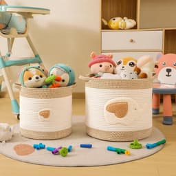 SnelShoppen - Grote Opbergmanden voor Woonkamer Decor, Speelgoedmanden, Gevlochten Katoenen Touw, Opbergmand voor Kinderen, Hondenspeelgoed Organizer, — thumbnail 3