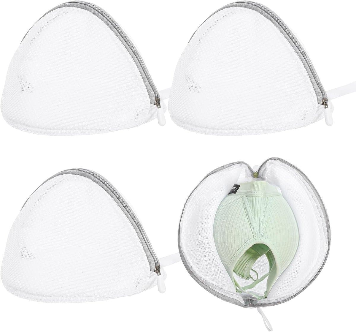 SnelShoppen - Pack van 4 Wasmachine BH Wasnetten - Polyester Waszak met Rits - Beschermt Gevoelige Kleding - Wit en Grijs - Voor Delicate Was — afbeelding 1