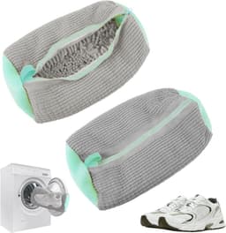 SnelShoppen - 2 stuks Schoenwaszakken voor Wasmachine, Herbruikbare Schoenentas met Rits, Bescherming voor Schoenen in Wasmachine en Droger, Grijs, 19 — thumbnail 1