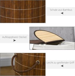 1 stuk - wasmand/smeermand - capaciteit 100 liter - met af te trekken dekking - afmetingen 38 cm x 38 cm x 57 cm - bruin — thumbnail 5