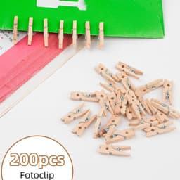 Houten Mini Clips - Kleine Knijpers - Decoratie Foto's - Stevig Natuurhout - 200 Stuks - Bruin — thumbnail 4